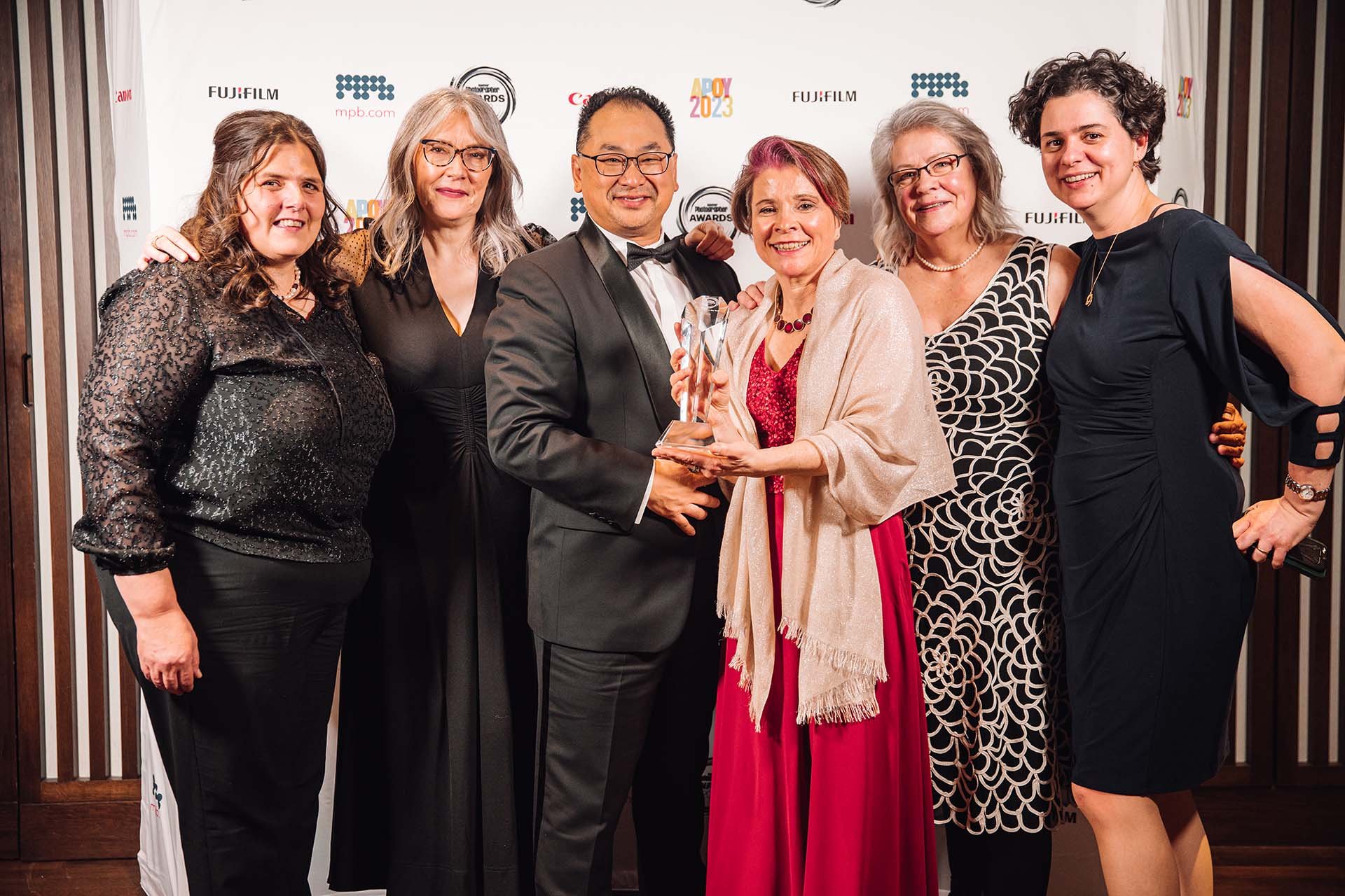  From left to right: Liz Hammond, Paula Wilks, Jonathan Main, Angela Nicholson, Ann Cochrane and Carmen Drake at the Amateur Photographer Awards 2023.  