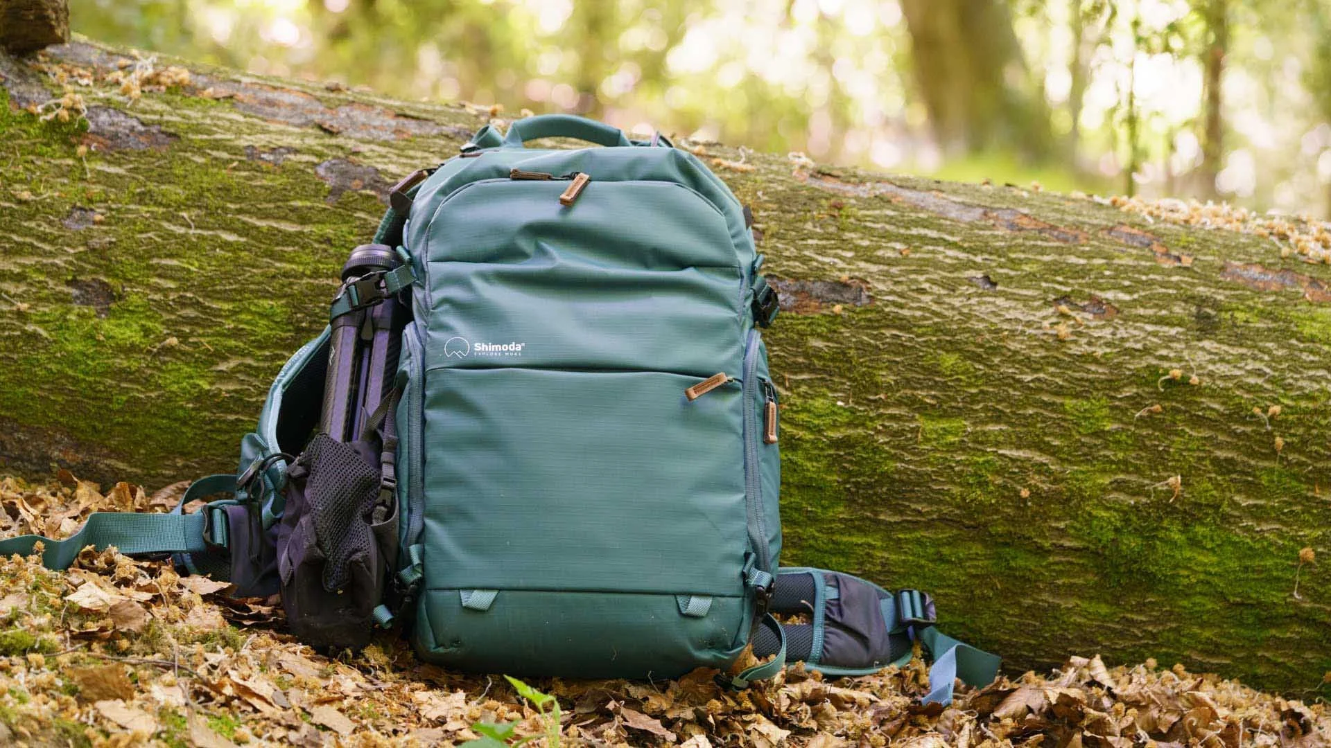  Shimoda Explore 30 v2 Women’s Series backpack with the Peak Design Travel Tripod mounted on the side.  