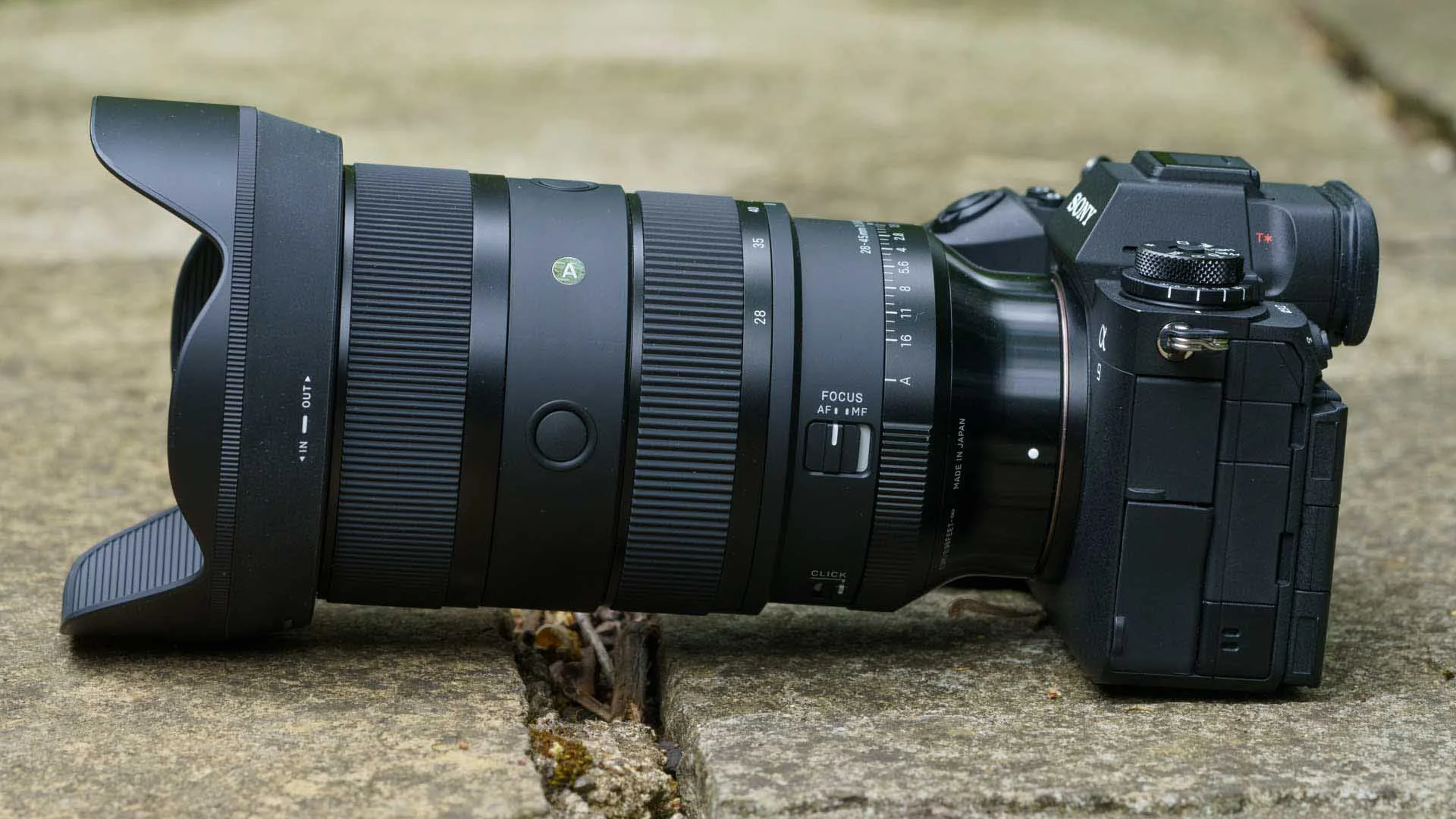  The Sigma 28-45mm F1.8 DG DN Art, shown here on the Sony A9 III, is weather-sealed and its front element has a coating to resist water droplets and grease. 