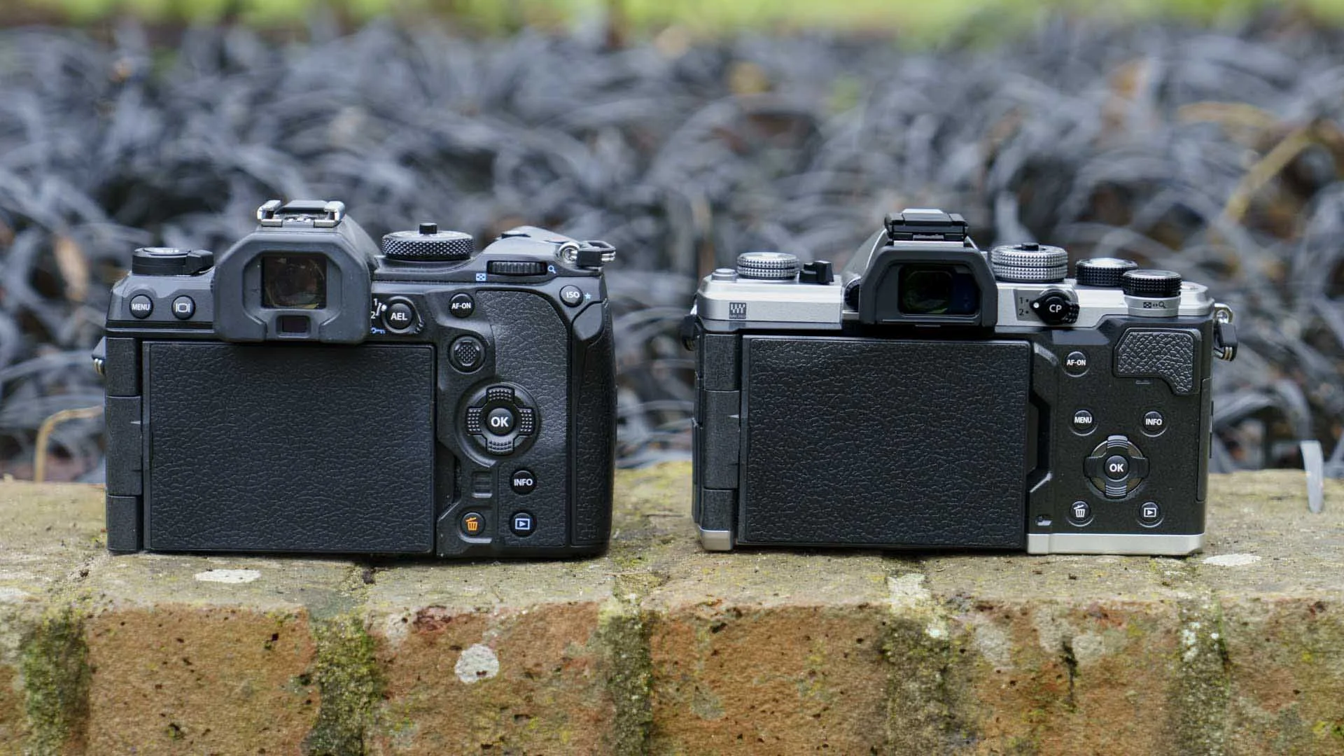  The rear of the OM System OM-1 Mark II (left) and OM System OM-3 (right). The two cameras have different control layout on the rear, with the OM-1 Mark II benefiting form a joystick. 