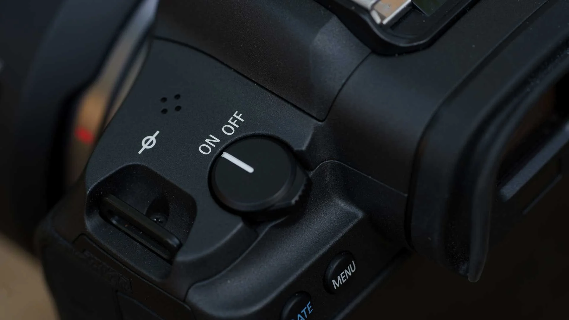  The Canon R5’s power switch is on the left of the top-plate 