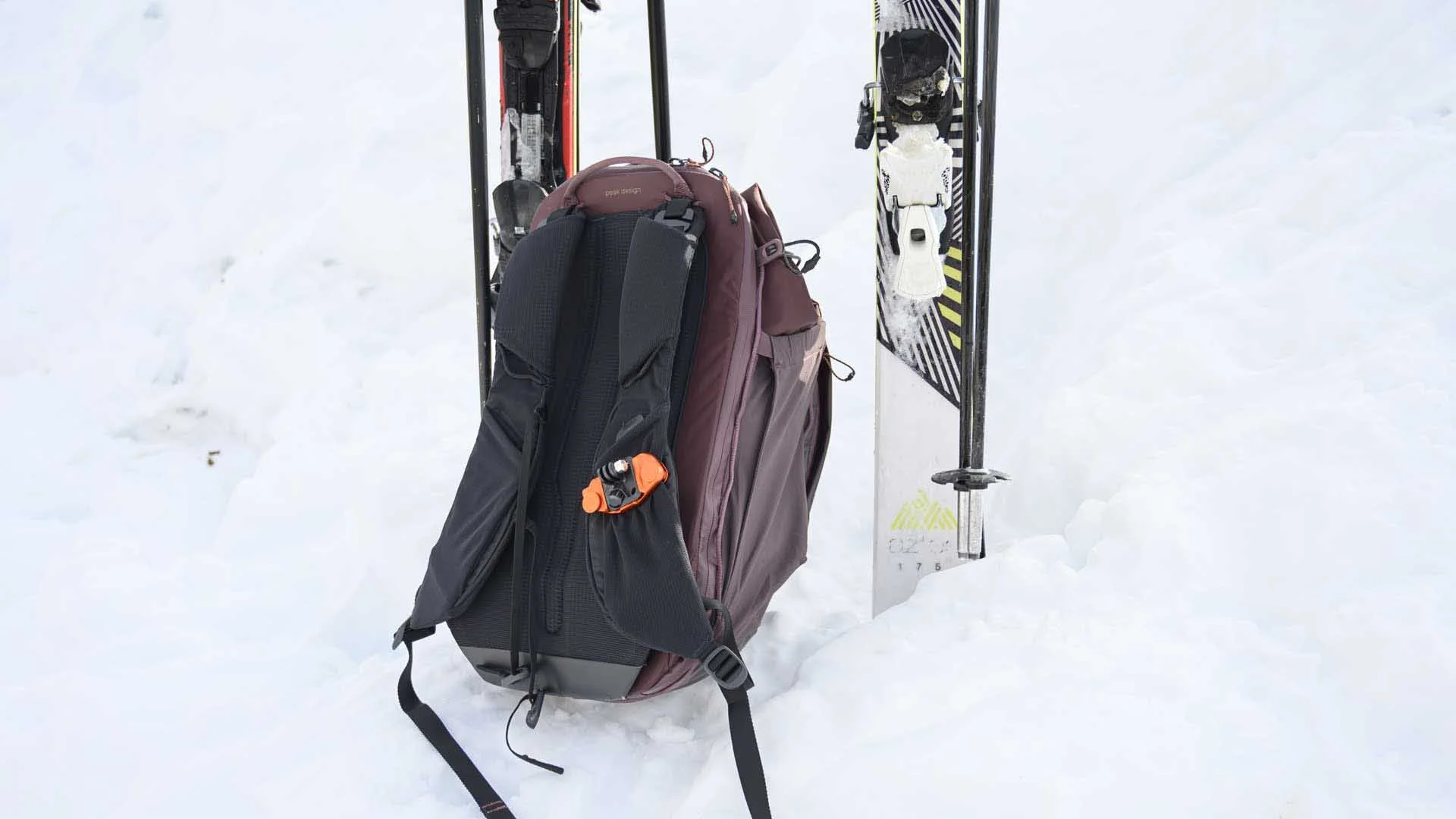  The Peak Design Capture mounts on a backpack strap to carry any camera, but with the addition of a Peak Design POV kit, it converts to a GoPro mount. 