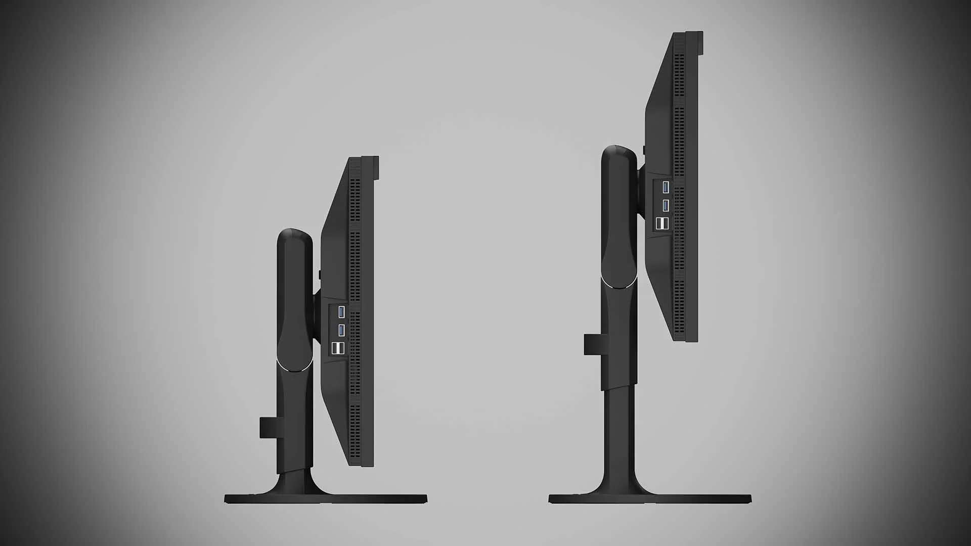 The Eizo ColorEdge CG2400S is supplied with an andjustable-height stand.