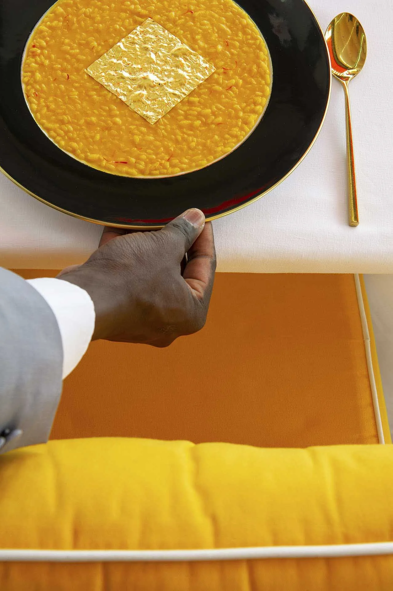 Image credit: Marina Spironetti (World Food Photography Awards 2025 Fortnum & Mason Food at the Table shortlist) One of the most renowned dishes of modern Italian cuisine: the iconic saffron risotto with golden leaf dish. Created by the Maestro Gualtiero Marchesi in 1981, it became one of his most famous signature dishes. It is now served exclusively at La Terrazza Gualtiero Marchesi at the Grand Hotel Tremezzo on Lake Como and each dish is accompanied by an authenticity certificate. 