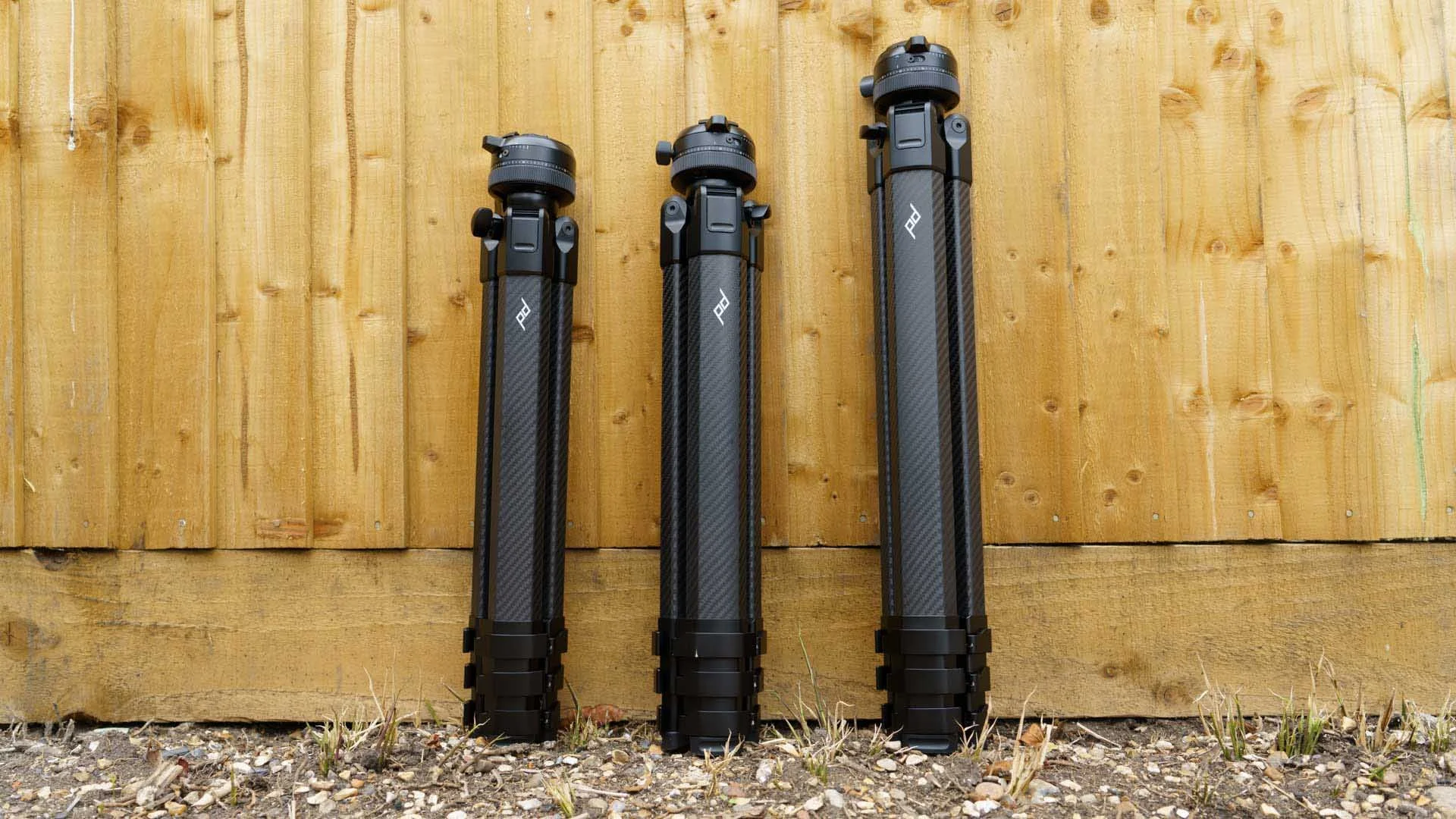  From left to right, the Peak Design Pr Tripod Lite, Pro and Pro Tall. 