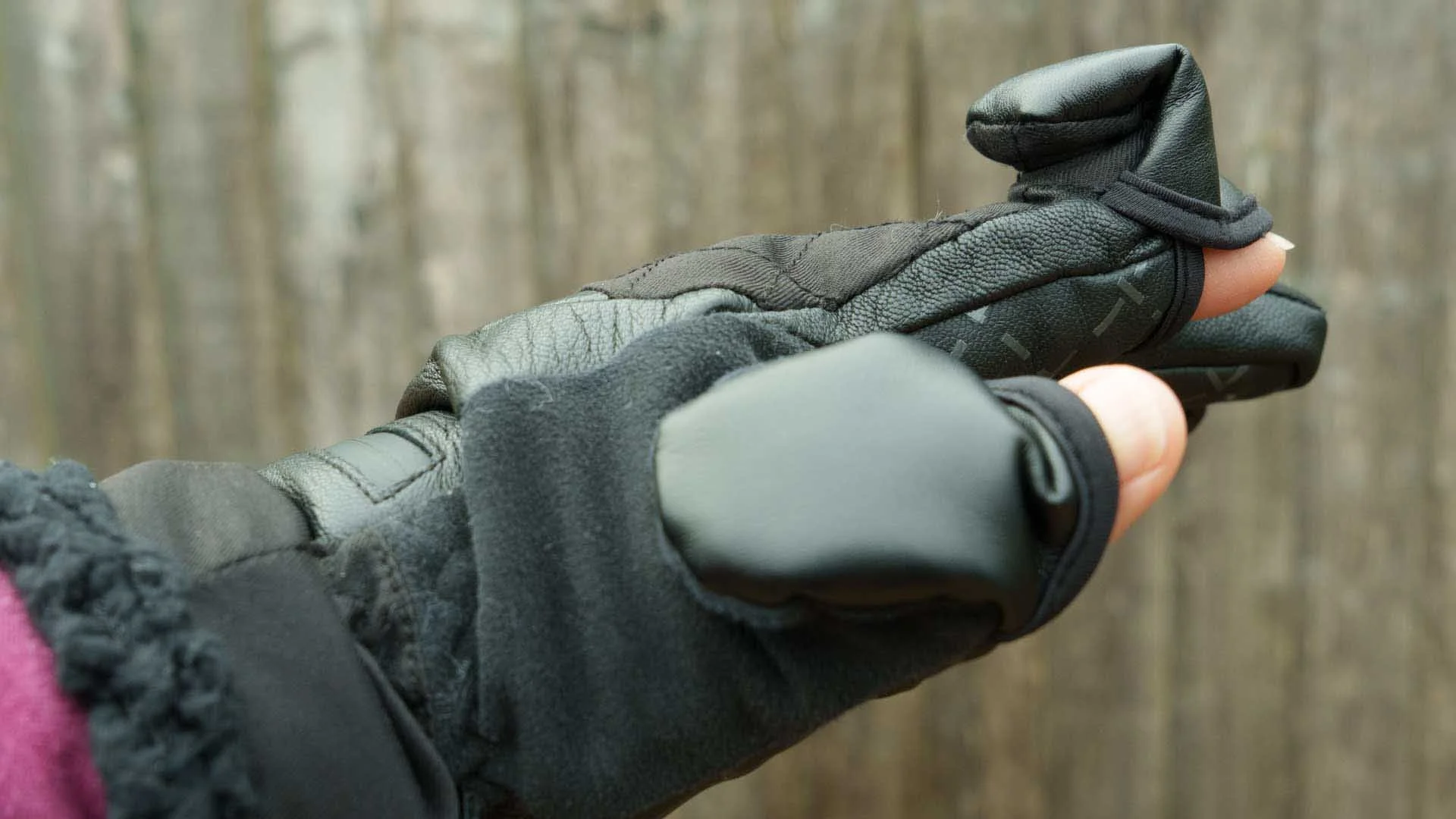 The magnets do a good job of keeping the finger caps out of the way when they’re flipped back.