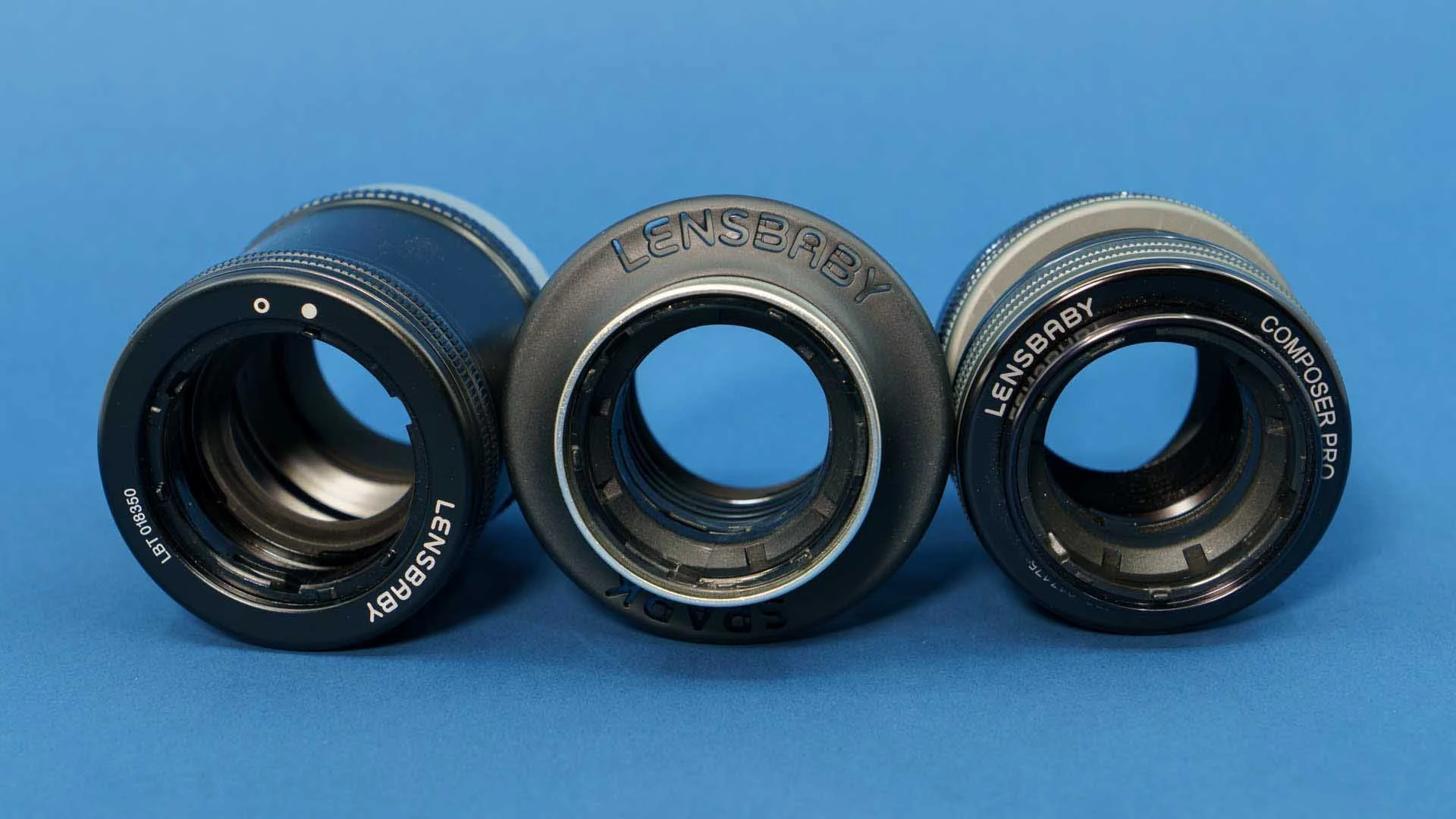  Left to right, the Lensbaby Straight Body, Spark 2.0 and Composer Pro II. These are Lensbaby’s bodies, barrels or housings to accept the Optic Swap optics. 