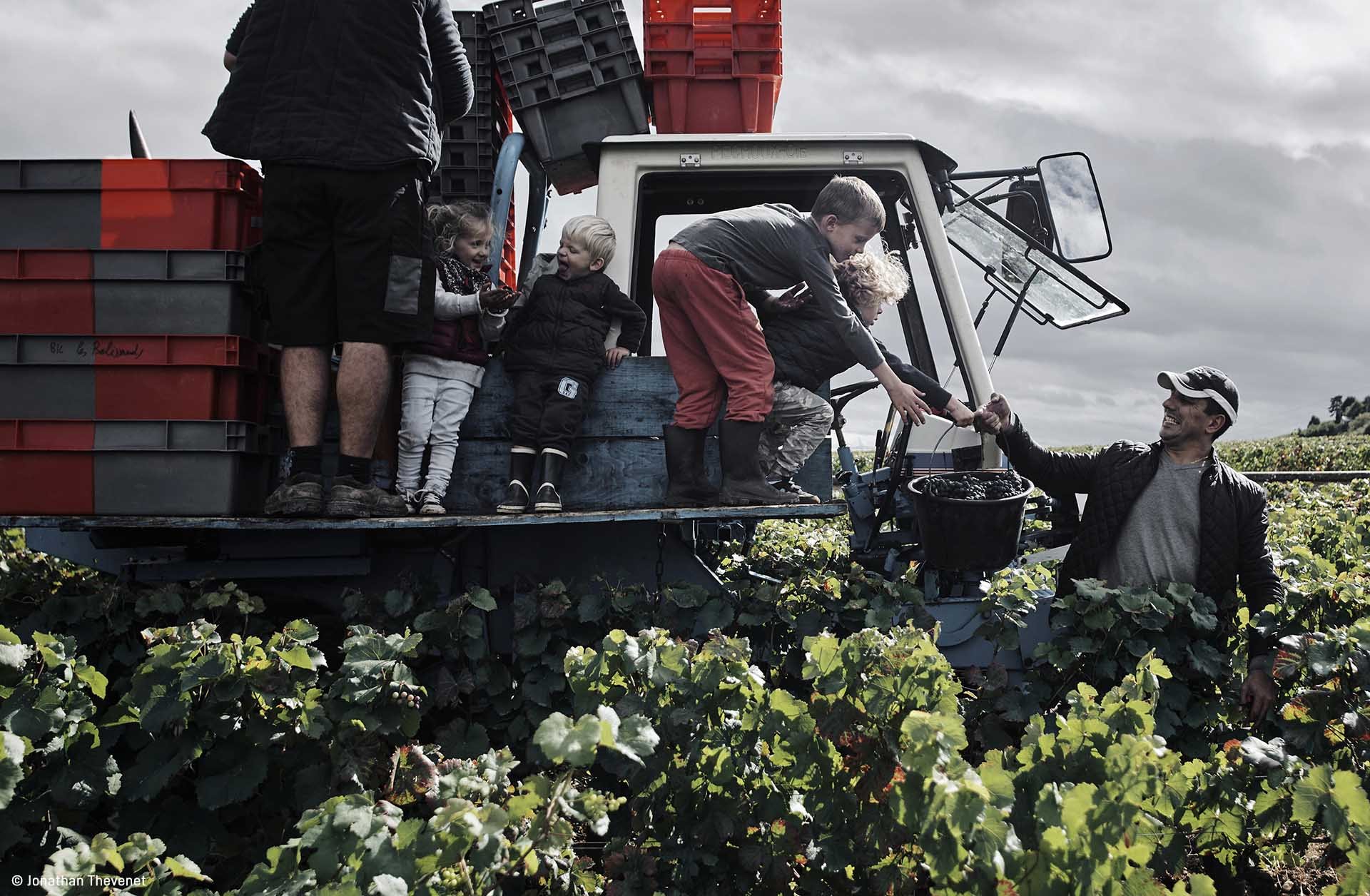  Image credit: Jonathan Thevenet	Les Liens du Vin	A Moment captured at the Aegerter estate in Burgundy, France. The children, the family, all gathered around the harvest. The transmission is running. 